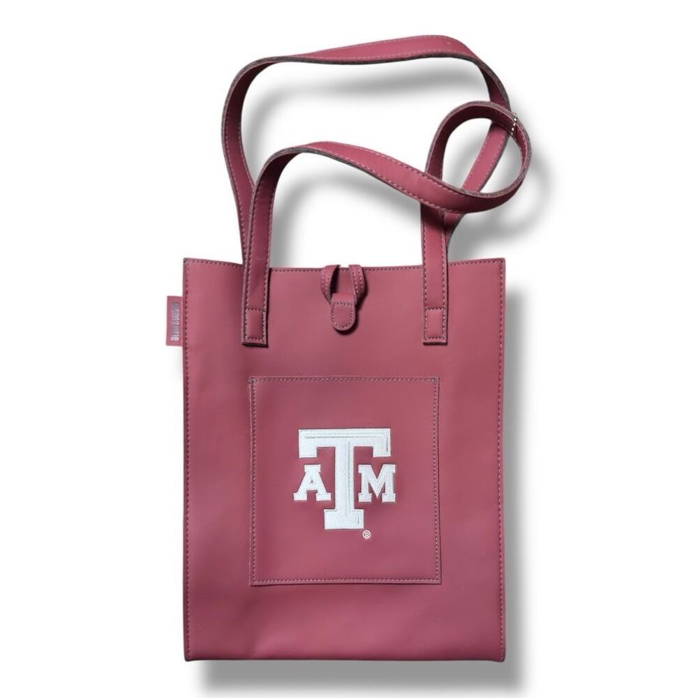 Alan Stuart Texas A&M Aggies Maroon Faux Leather Tote Sz Large